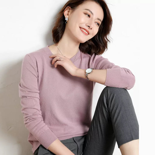Women Sweater O-neck, Basic Pullover Warm Casual Pulls Jumpers Korean Fashion Spring Knitwear Bottoming Shirt 2024