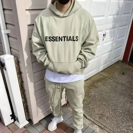ESSENTIALS Hoodies+Pants Reflective Letter Printed Autumn and Winter Fleece High Quality Fashion Hip hop Unisex Oversized Hoodie